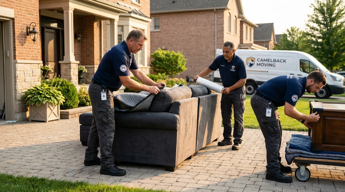 Large estate moving crew wrapping furniture in Kenwood, CA